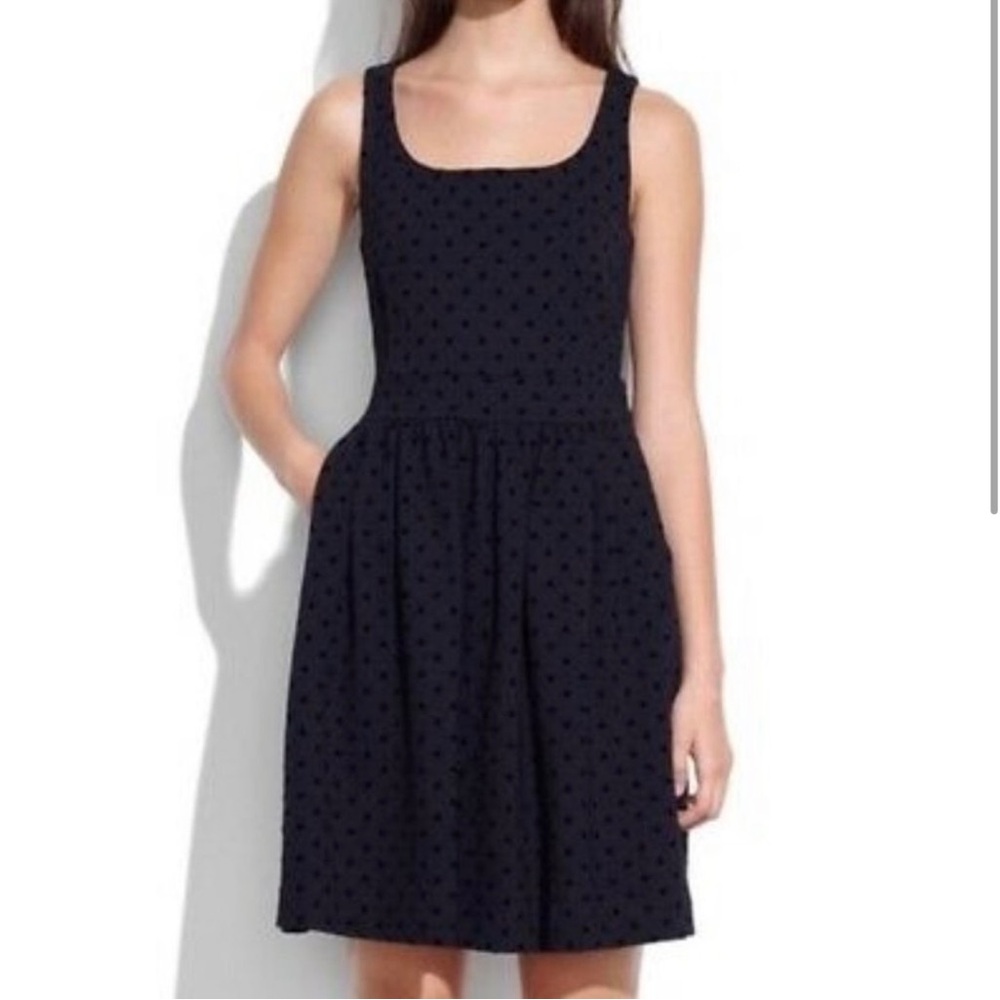 J.CREW Velvet Swiss Dot Black Ponte Knit Shift Sheath